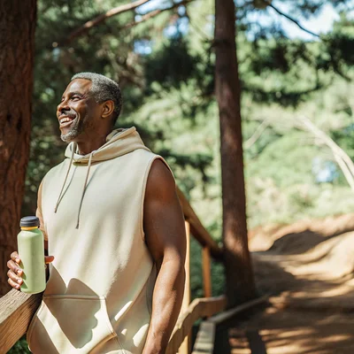 confident man jogging in nature