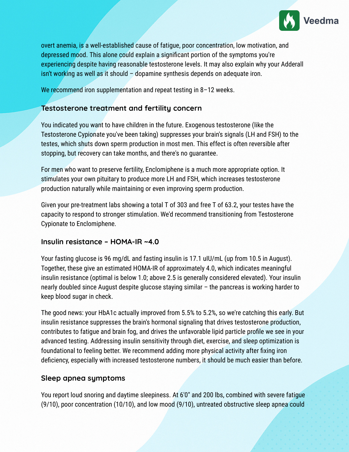 Veedma lab review report – TRT case, page 2