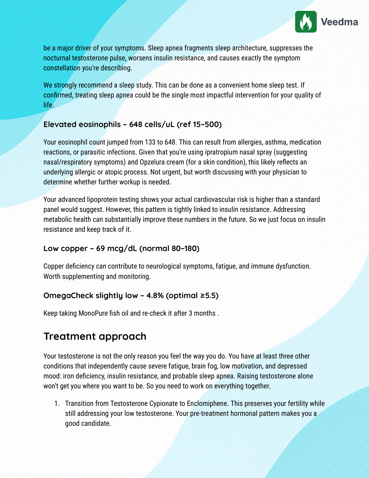 Veedma lab review report – TRT case, page 3