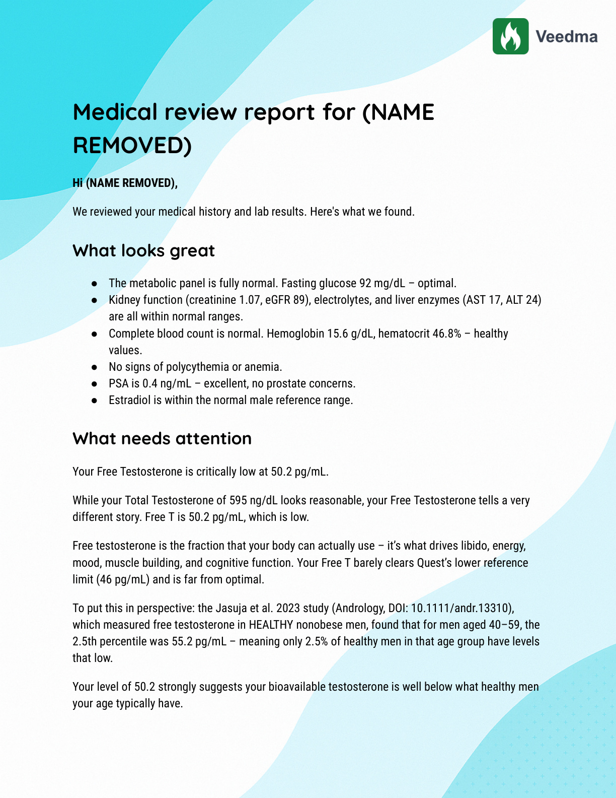 Veedma lab review report – GLP-1 case, page 1